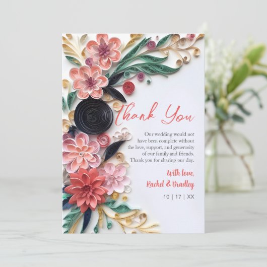 Abstract papier met vier finale bruiloft Griekenla Bedankkaart (Staand voorkant)