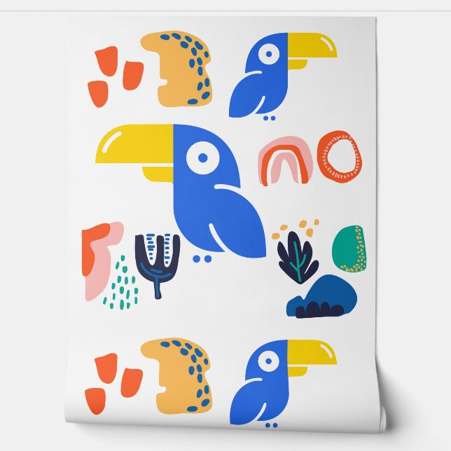 Abstract Parrot Pattern Behang (Afrollen)