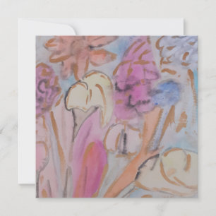 Abstract Pastel Bloemen Platte Kaart