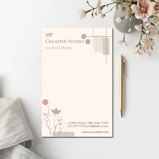 Abstract Pastel Design: Modern Florals & Geometry Briefpapier