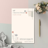 Abstract Pastel Design: Modern Florals & Geometry Briefpapier