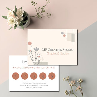 Abstract Pastel Design: Modern Florals & Geometry Klantenkaartje