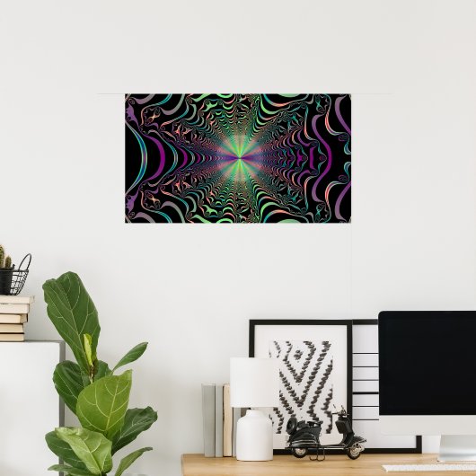 Abstract Pastel Fractal Web Poster (Thuiskantoor)