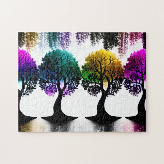 Abstract Pastel Gekleurd Fun Bos of Trees Legpuzzel (Horizontaal)