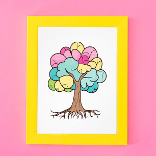 Abstract Pastel Hersenen Boom Kunstprint Foto Afdruk