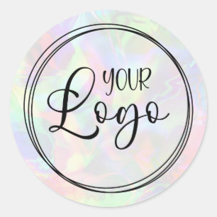 Abstract Pastel Holografisch Zakelijk Logo Ronde Sticker
