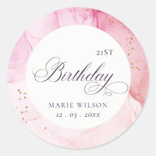 Abstract Pastel Roze Paars Elke dag van de Ouddag Ronde Sticker