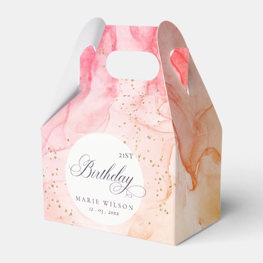 Abstract Pastel Roze Sinaasappel Elke zondag Bedankdoosjes (Voorkant Zijde)