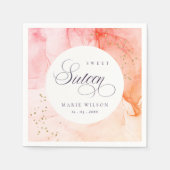 Abstract Pastel Roze Sinaasappel Sweet 16 Birthday Servet (Voorkant)