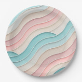 Abstract Pastel Waves – Elegant Modern Pattern Papieren Bordje (Voorkant)