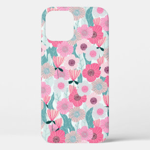 Abstract pastelbloempatroon. Mooie roze bloem iPhone 12 Hoesje