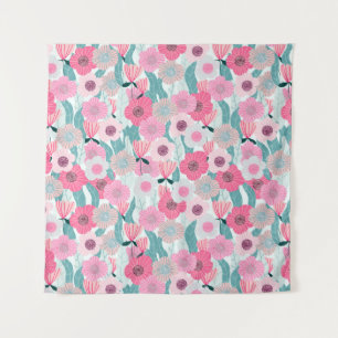 Abstract pastelbloempatroon. Mooie roze bloem Wandkleed