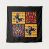 Abstract patchwork-quiltief retro- patroon wandkleed (Voorkant (horizontaal))