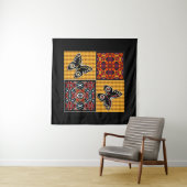 Abstract patchwork-quiltief retro- patroon wandkleed (In Situ (horizontaal))