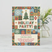 Abstract Patchwork Vakantie Kerstfeest Kaart (Staand voorkant)