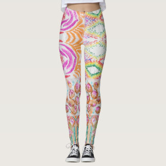 Abstract patchwork, waterverf tie kleurstofpatroon leggings