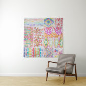 Abstract patchwork, waterverf tie kleurstofpatroon wandkleed (In Situ (horizontaal))