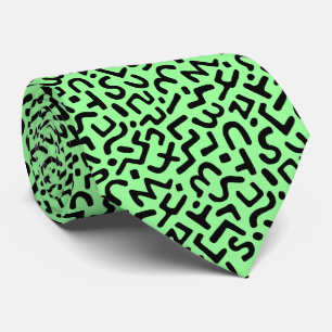 Abstract Patroon 170822 - Zwart op Mint Groen Stropdas