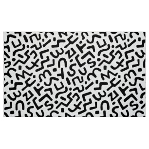 Abstract Patroon 170822 - Zwart op Wit Stof