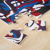 Abstract patroon blauw, rood, zwart, wit. Modern. Legpuzzel (Zijkant)