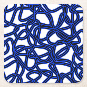 Abstract patroon - blauw vierkante kartonnen onderzetter