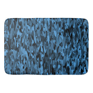 Abstract patroon blauw zwart badmat