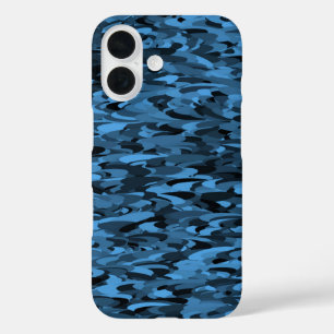 Abstract patroon blauw zwart iPhone 16 hoesje