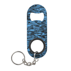 Abstract patroon blauw zwart mini flessenopener