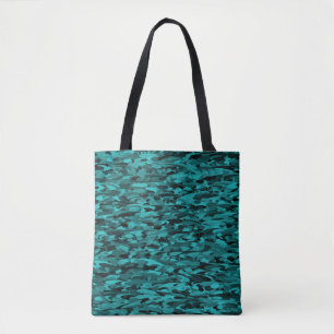 Abstract Patroon Blauwgroen Zwart Draagtas