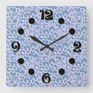 Abstract patroon gespikkeld grijs en blauw vierkante klok