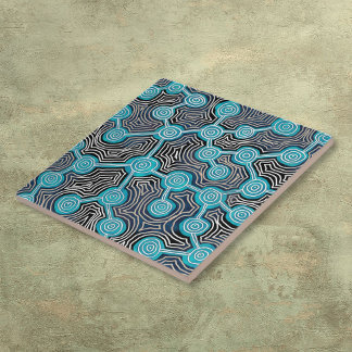 Abstract patroon in Aboriginal-stijl levenslijnen Tegeltje