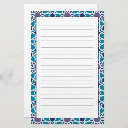 Abstract patroon in blauw en grijs briefpapier (Voorkant / Achterkant)