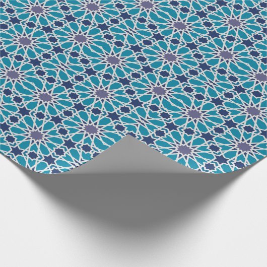 Abstract patroon in blauw en grijs cadeaupapier (Hoek)