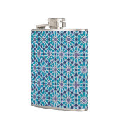 Abstract patroon in blauw en grijs heupfles (Links)