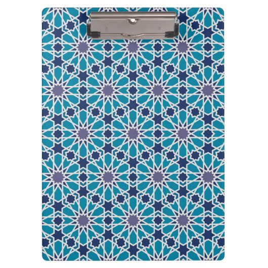 Abstract patroon in blauw en grijs klembord (Voorkant)