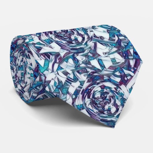 Abstract patroon in blauwe en grijze Stropdas (Opgerold)