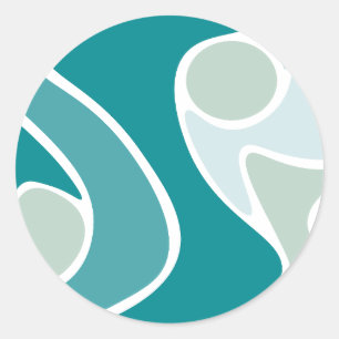 Abstract patroon in blauwe tinten ronde sticker