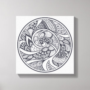 Abstract patroon in Zen-Doodle stijl 6 Canvas Afdruk