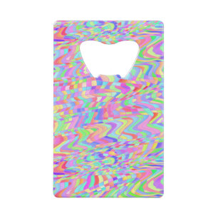 Abstract patroon kleurrijke ronddraaiende regenboo kredietkaart flessenopener