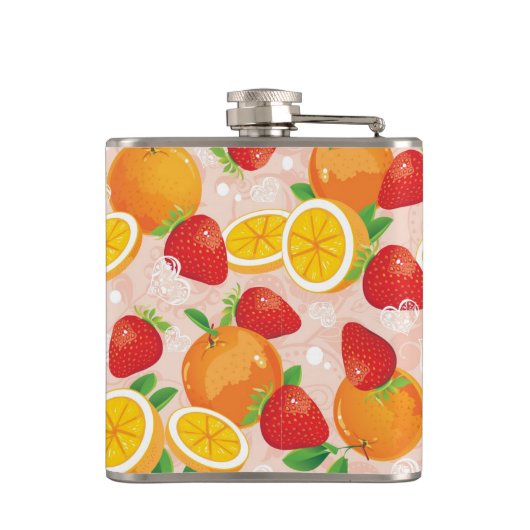 Abstract patroon met aardbei heupfles (Achterkant)