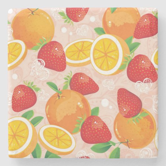 Abstract patroon met aardbei stenen onderzetter (Voorkant)