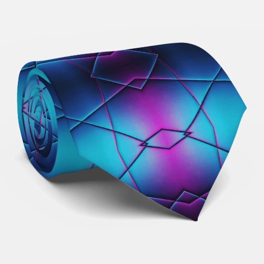 Abstract patroon met blauw en Paars verloop Stropdas (Opgerold)