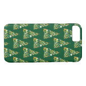 Abstract patroon met groene en gouden kerstbomen Case-Mate iPhone case (Achterkant (Horizontaal))