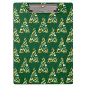 Abstract patroon met groene en gouden kerstbomen klembord (Voorkant)