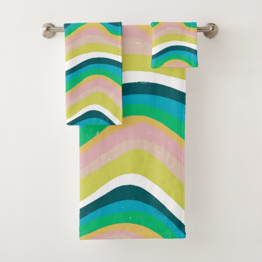 Abstract patroon met kleurrijke streepjesgolfkromm bad handdoek (Insitu)