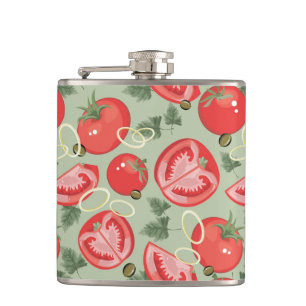 Abstract patroon met tomaat heupfles