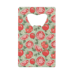 Abstract patroon met tomaat kredietkaart flessenopener