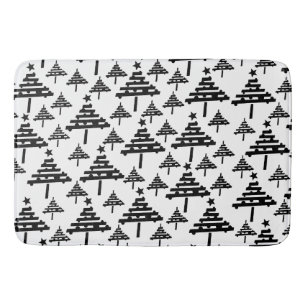 Abstract patroon met zwarte witte kerstboom badmat