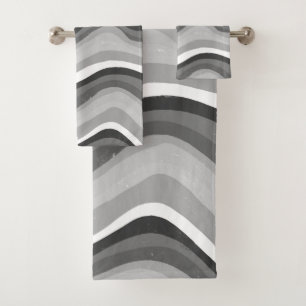 Abstract patroon met zwarte witte strepes golven bad handdoek