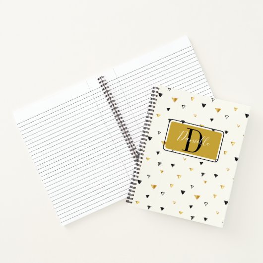 Abstract Patroon Monogram Script Modern Custom Notitieboek (Binnen)